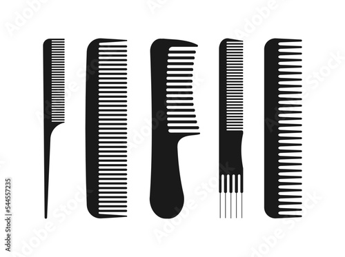 Combs silhouette vector flat set isolated on white background