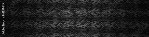 Brick dark background cell texture. With vignette dark border gradient shadow. Black and White tone.  for billboard backdrop or background.