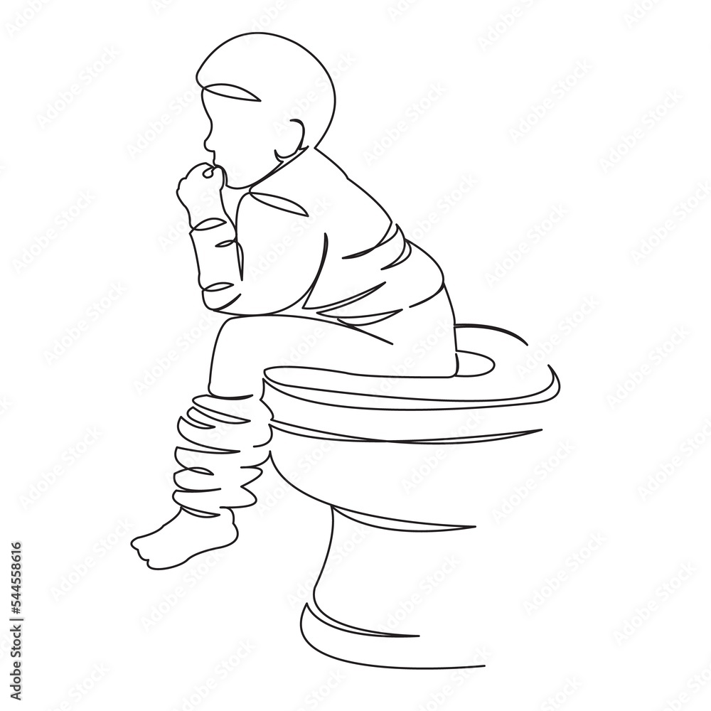 boy sitting on the toilet Stock Illustration Adobe Stock