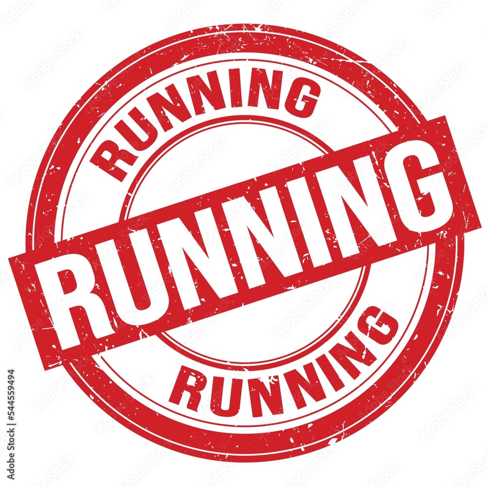 RUNNING text written on red round stamp sign RUNNING text written on red round stamp sign