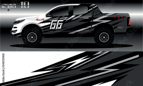 Pickup truck decal designs, Cargo van and car wrap vector. abstract graphic stripe for advertisement, race car, adventure and vehicle livery