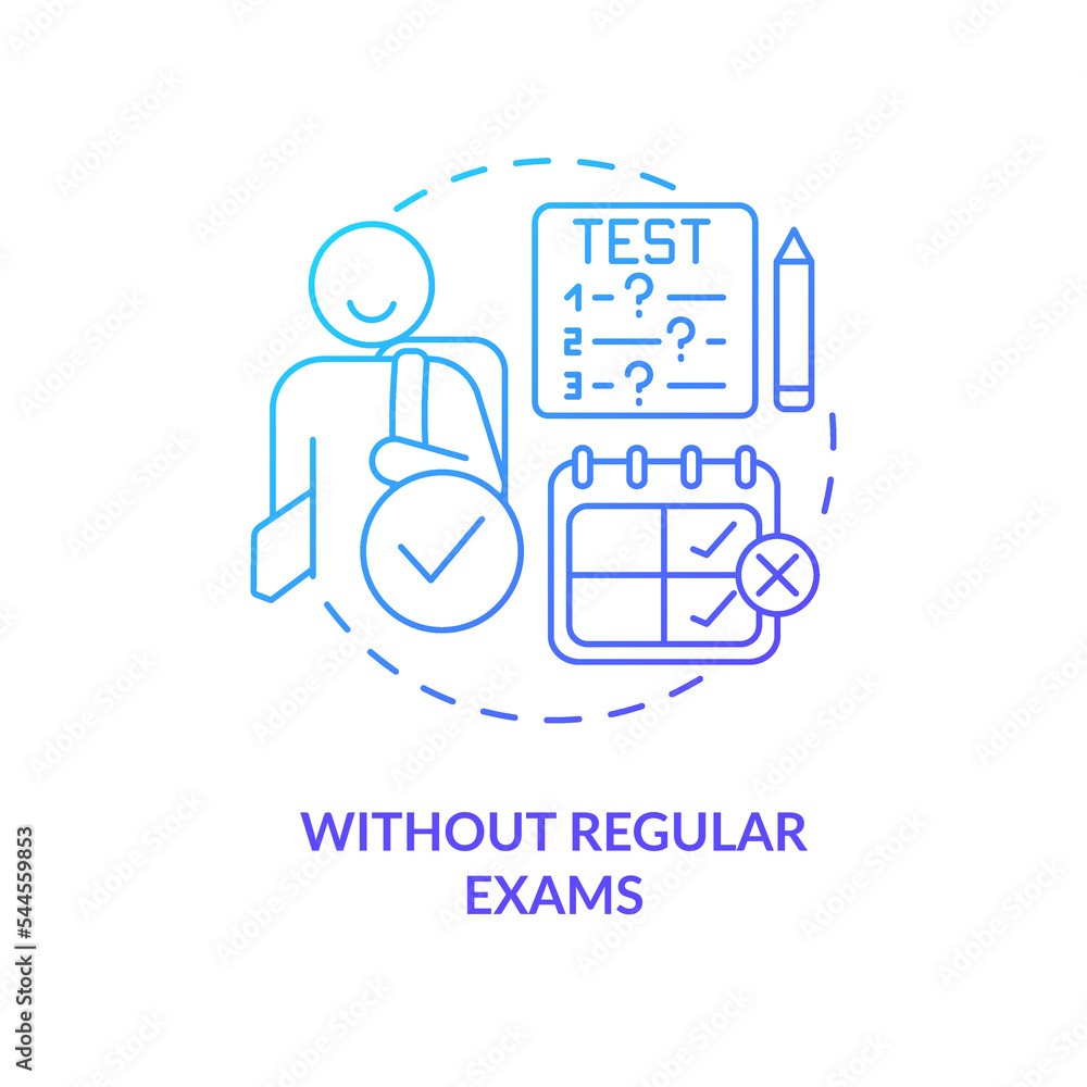 Without regular exams blue gradient concept icon. Knowledge. Benefit of non formal education abstract idea thin line illustration. Isolated outline drawing. Myriad Pro-Bold font used Without regular exams blue gradient concept icon. Knowledge. Benefit of non formal education abstract idea thin line illustration. Isolated outline drawing. Myriad Pro-Bold font used