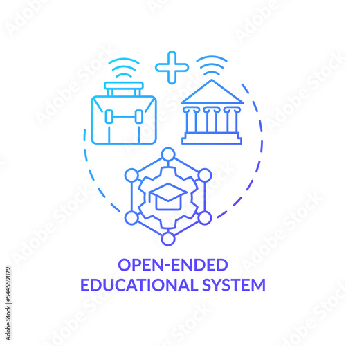 Open ended educational system blue gradient concept icon. Benefit of non formal education system abstract idea thin line illustration. Isolated outline drawing. Myriad Pro-Bold font used