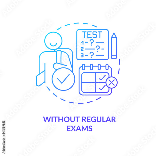 Without regular exams blue gradient concept icon. Knowledge. Benefit of non formal education abstract idea thin line illustration. Isolated outline drawing. Myriad Pro-Bold font used
