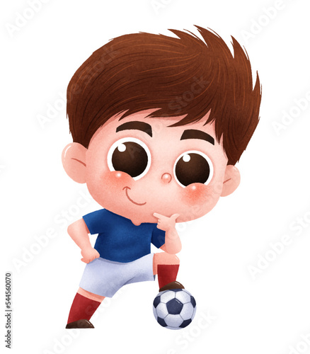 Vector illustration of Cartoon Soccer player. Cartoon soccer kids