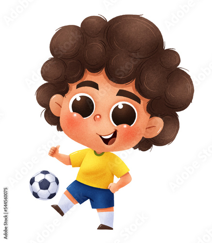 Vector illustration of Cartoon Soccer player. Cartoon soccer kids