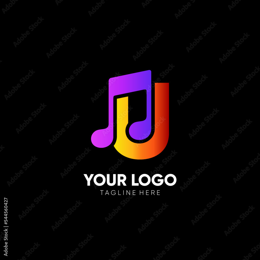 Fototapeta premium Letter U Music Logo Design Vector Icon Graphic Emblem Illustration