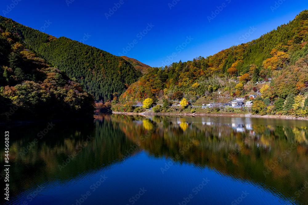 Fototapeta premium 紅葉の奥多摩湖