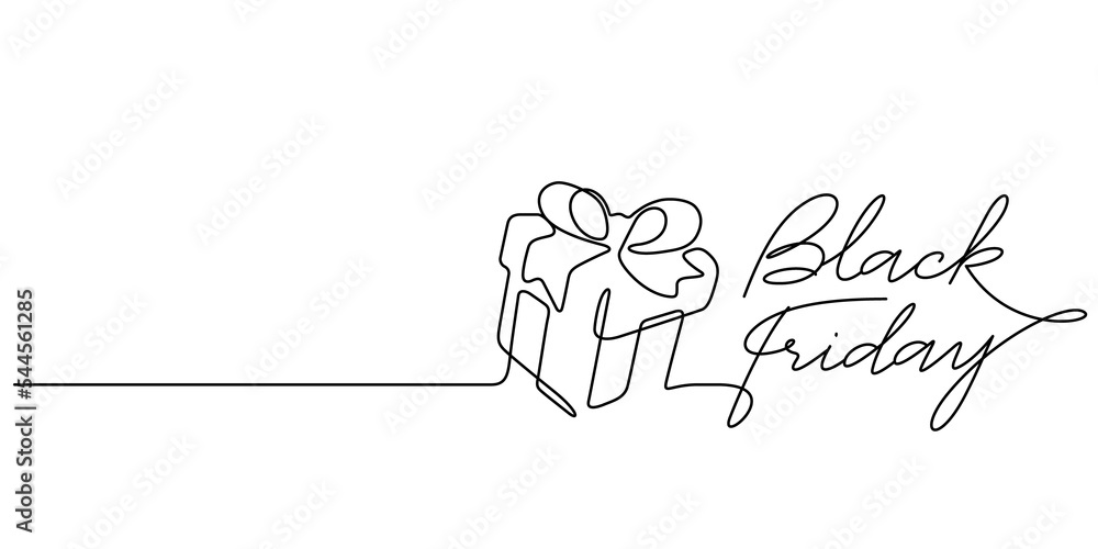 black friday and gift box continuous line drawing black friday and gift box continuous line drawing
