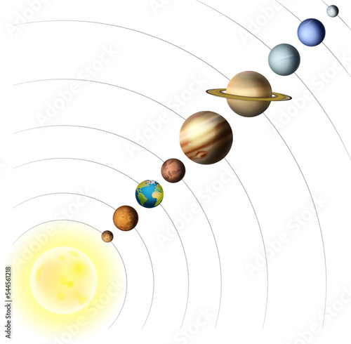 The solar system with planets and the sun space illustrations
