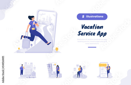 Travel vacation service application illustration bundle pack