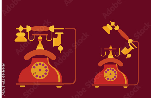 Vintage Telephone, Retro Telephone, Telephone illustration 