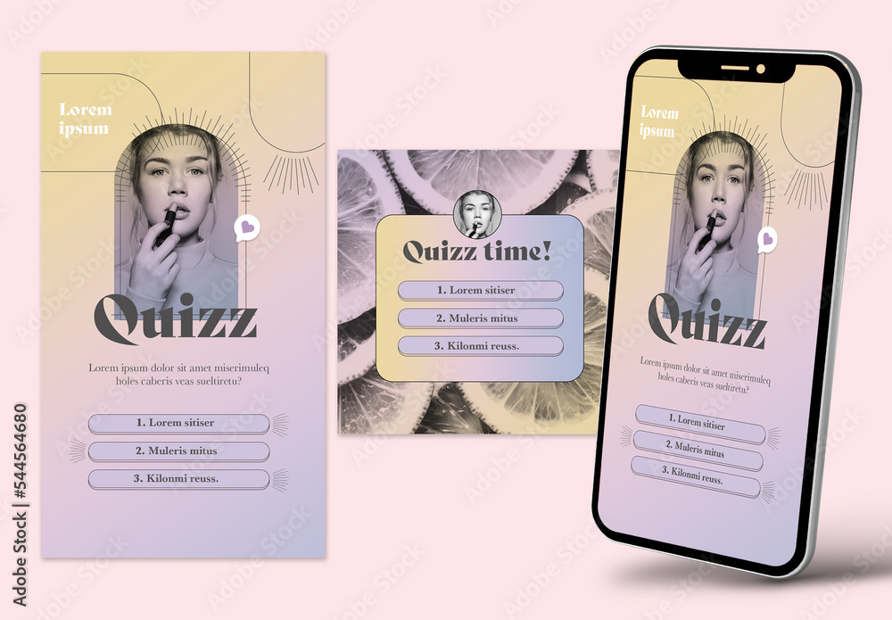 Social Media Quizz Post and Story Stock Template Adobe Stock