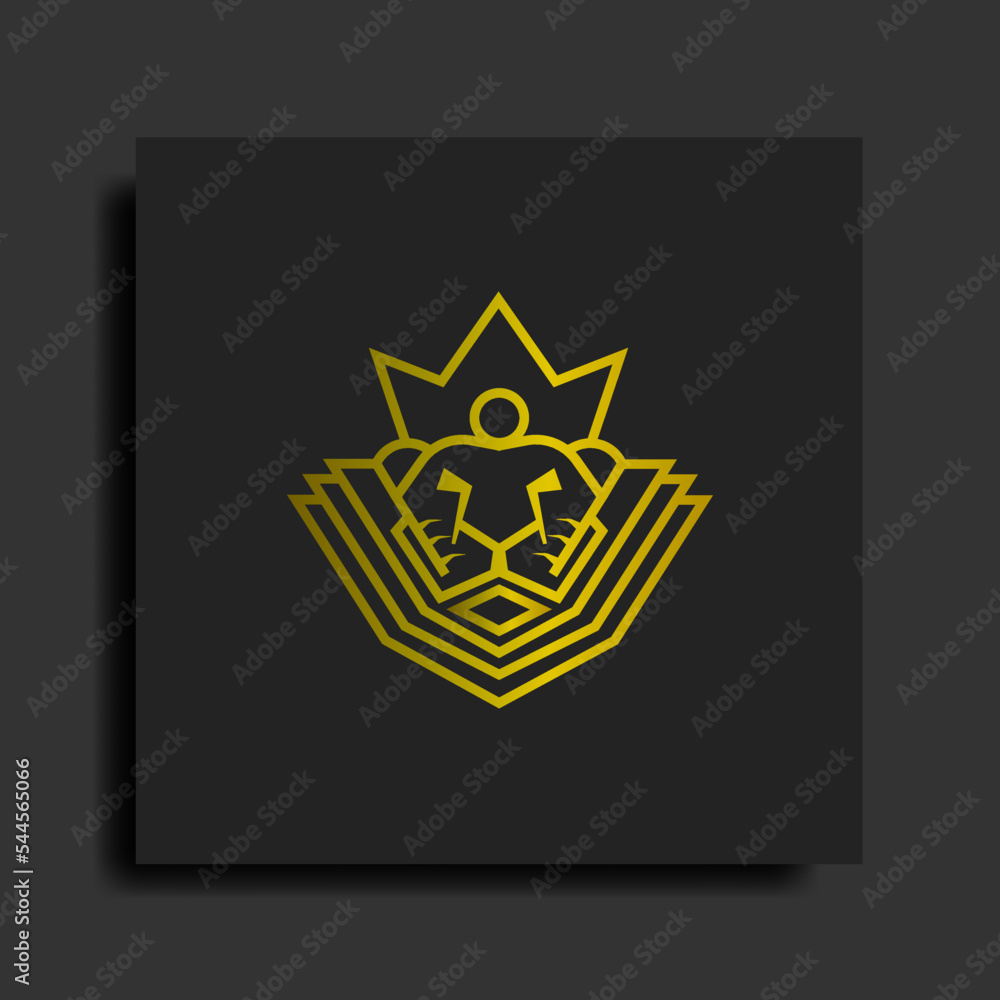 Lion logo design symbol illustration template with gold color ,vector editable