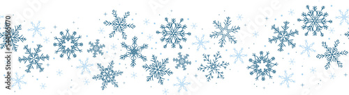 Fotografia Winter snowflakes border minimal vector background