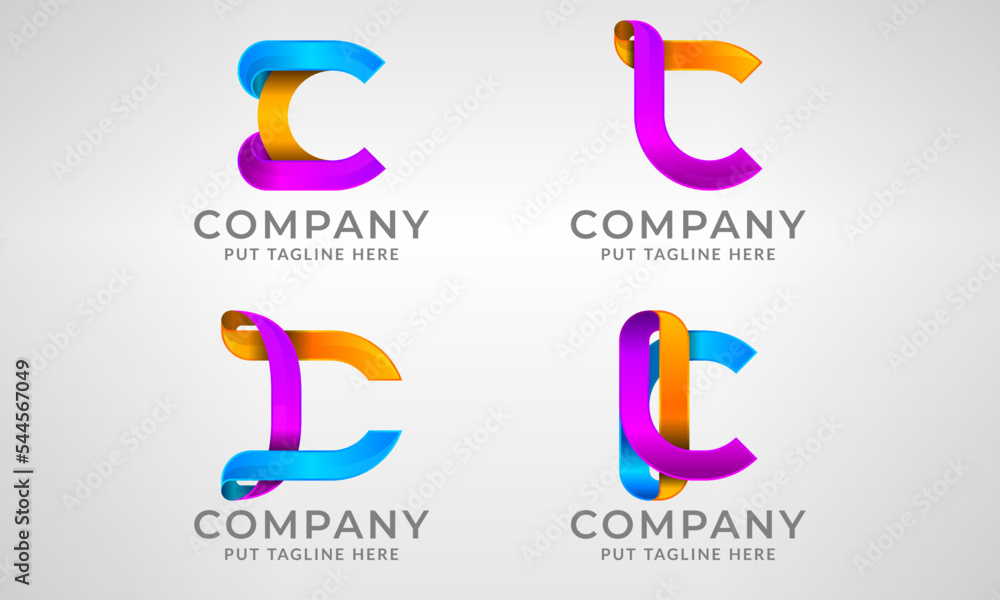 Set collection modern abstract logo letter C
