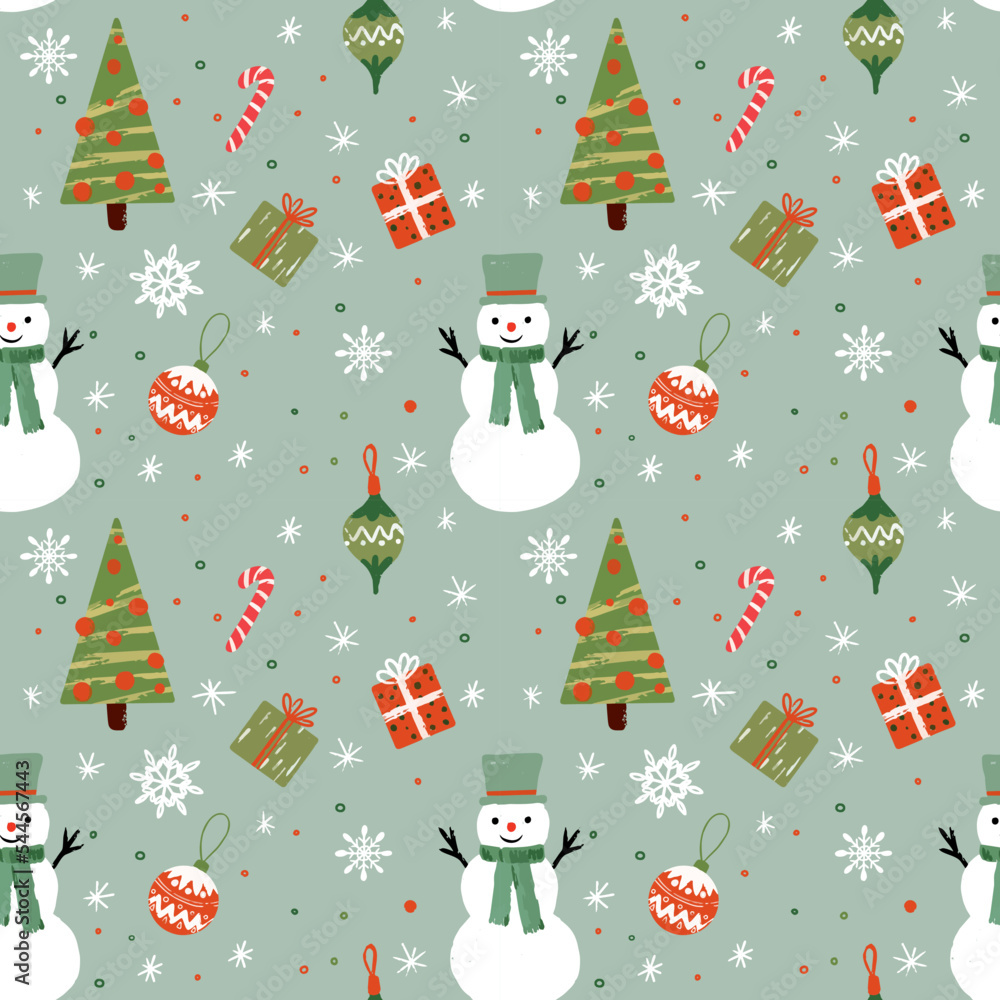 Beautiful hand drawn christmas elements seamless pattern. Beautiful hand drawn christmas elements seamless pattern.