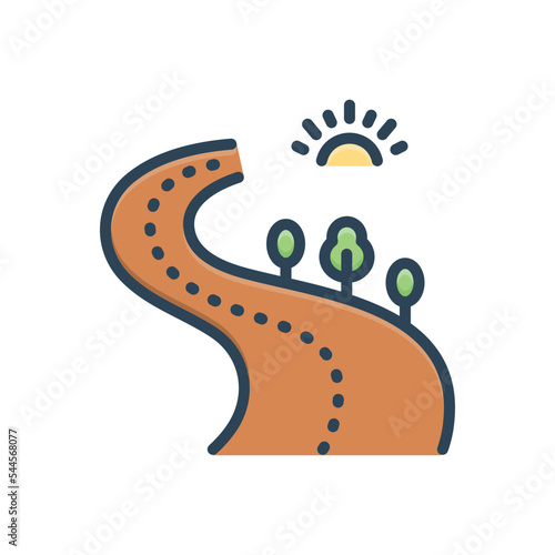 Color illustration icon for way path