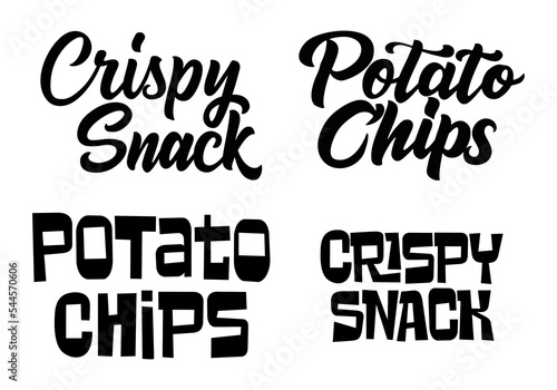 Crispy text, lettering quote hand drawn creative concept for your business. Chips modern style, product. Vector illustration
