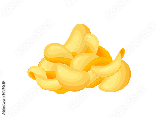 Crispy food potato chips, Traditional Mexico nacho in cartoon style isolated on white background. Vector illustration