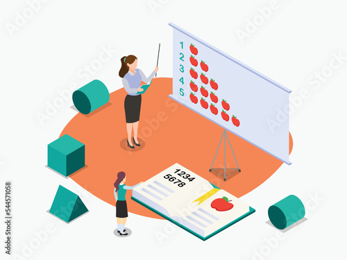 Isometric design of a teacher teaching math