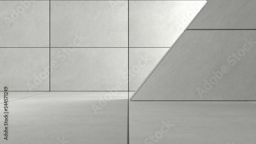 3d concrete interior with architectural columns and structures