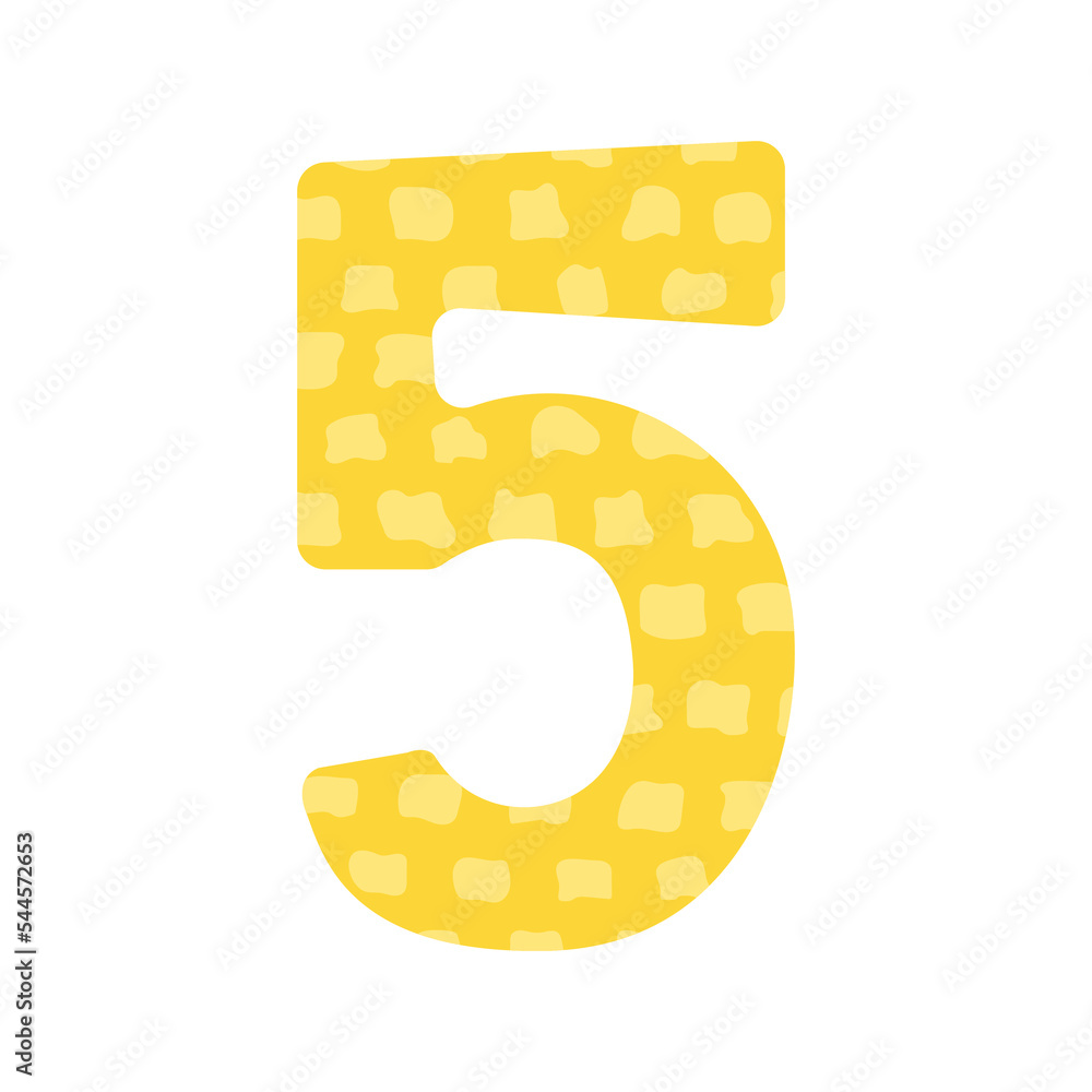 The number five is made in the cute form. 5 Isolated on a white background. Vector illustration. The number five is made in the cute form. 5 Isolated on a white background. Vector illustration.