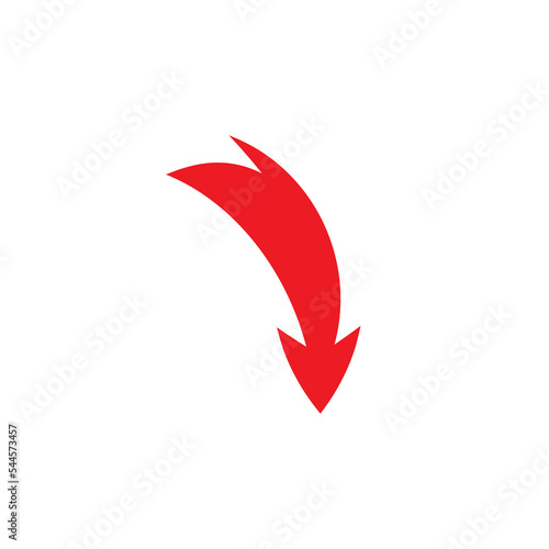 red arrow down icon. decrease, fall, crash concept. download sign.