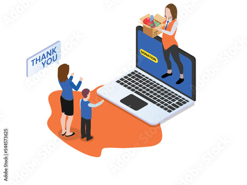 isometric design of Donate Charity Give Help Offering Volunteer Concept