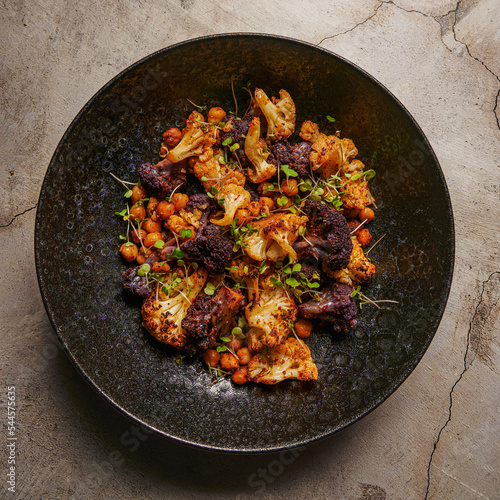 Roasted cauliflower and chickpea with spices