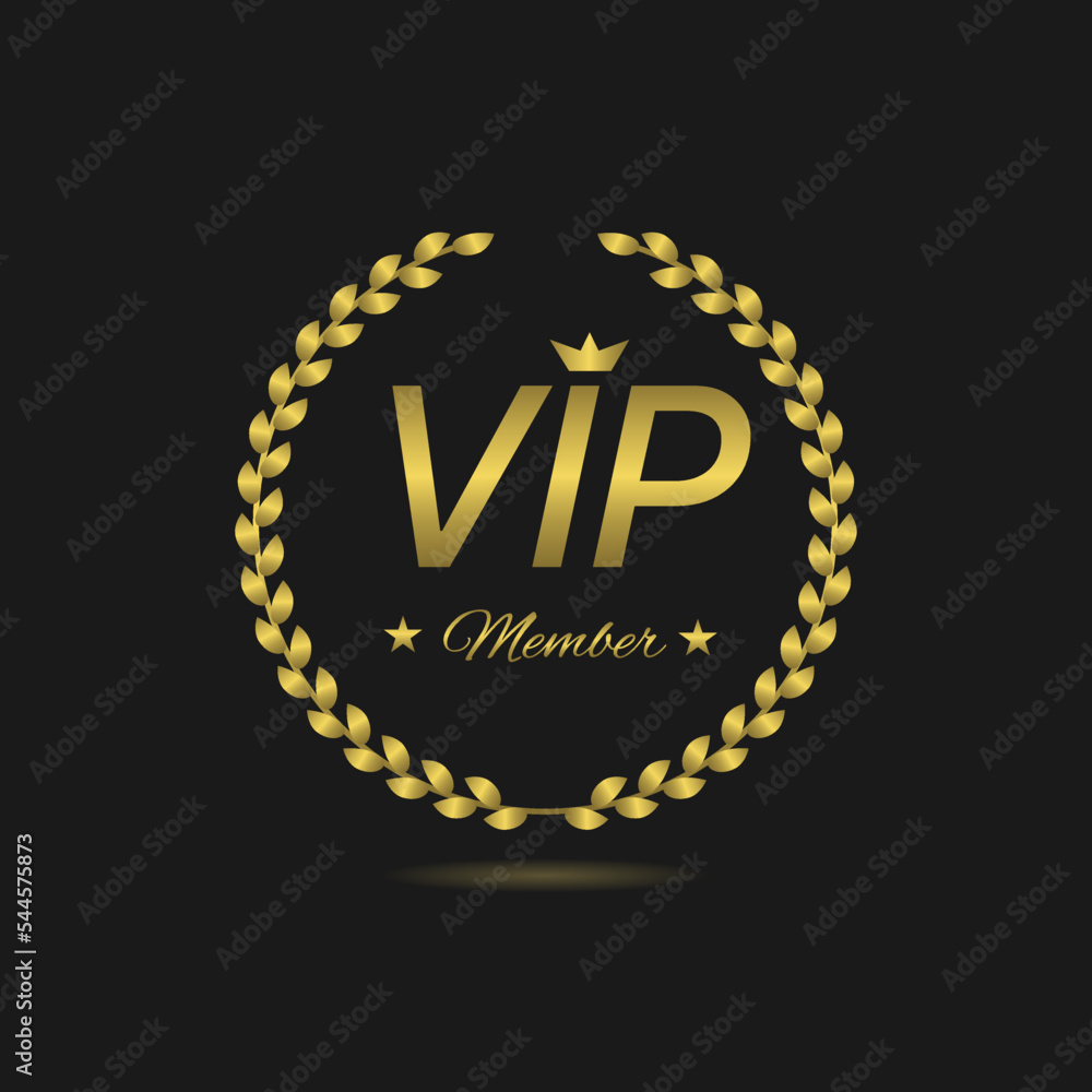 Fototapeta premium Vip member golden laurel wreath label