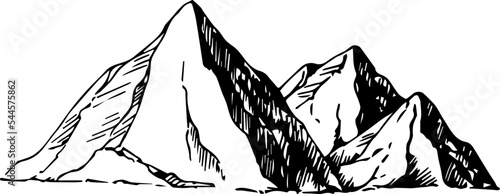 Line Drawing Mountains Hills Landscape