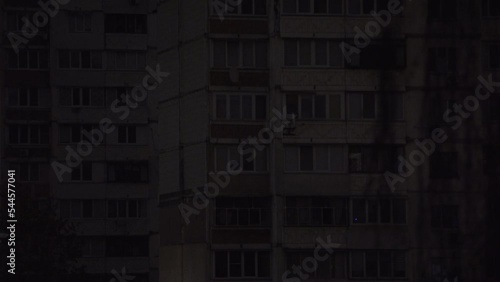 Rolling blackout of electricity in a residential area of Kyiv after russian shelling of power plants.