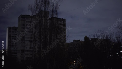 Rolling blackout of electricity in a residential area of Kyiv after russian shelling of power plants.