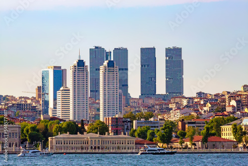 Istanbul skyline as seen from ferry boats crossing Bosporus. Beyoglu district, Sisli towers and European side of the city. Istanbul, Turkey (Turkiye) photo
