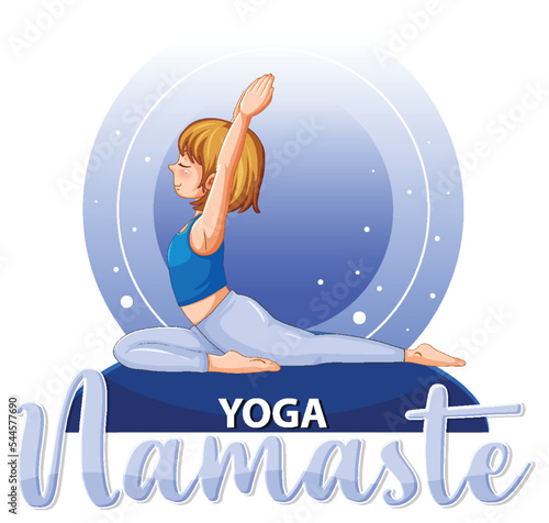 Woman doing yoga with text