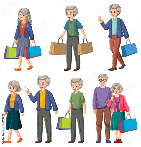 Collection of elderly people characters