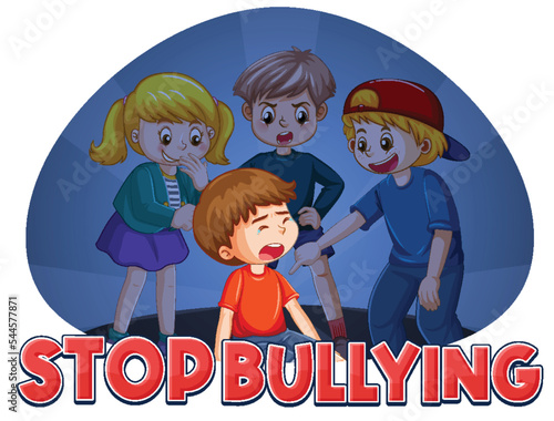 Stop Bullying text with cartoon character