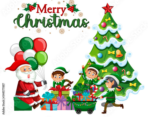 Merry Christmas text with cartoon character