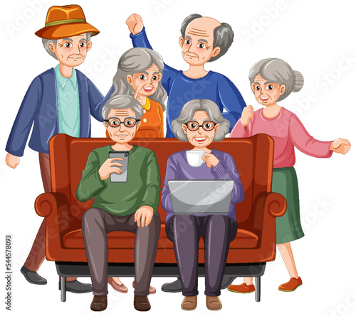 Happy senior people group