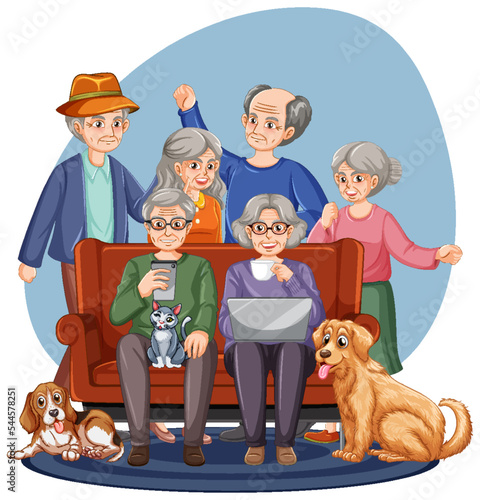 Happy senior people group