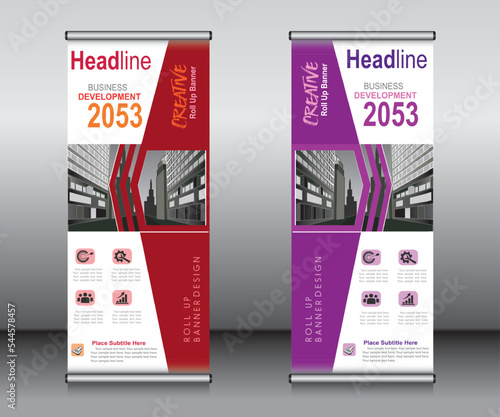 Roll up banner template design, banner, layout, advertisement, pull up, polygon background, vector illustration, business flyer, display, x-banner, flag-banner, Info graphics, presentation.