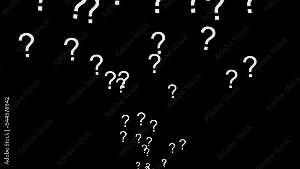 Fly Question Mark Question Mark Symbol or Sign Flying Up Animation on Black Background ...