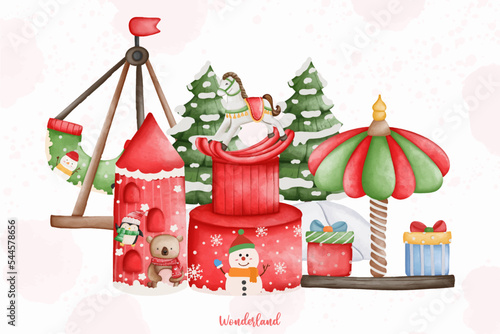 Christmas circus, Wonderland Christmas, Christmas amusement park element
