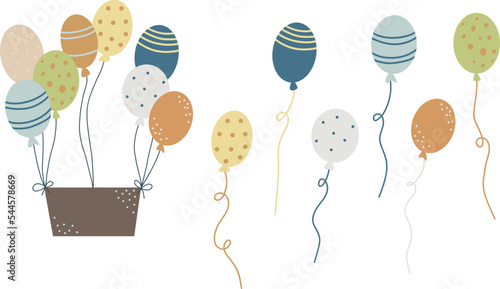 A set of colorful balloons vector illustration for design, print, pattern, isolated on white background