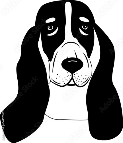 Basset Hound Dog Breed Love Peeking Pet Puppy Design Element tattoo vector Isolated Head Face