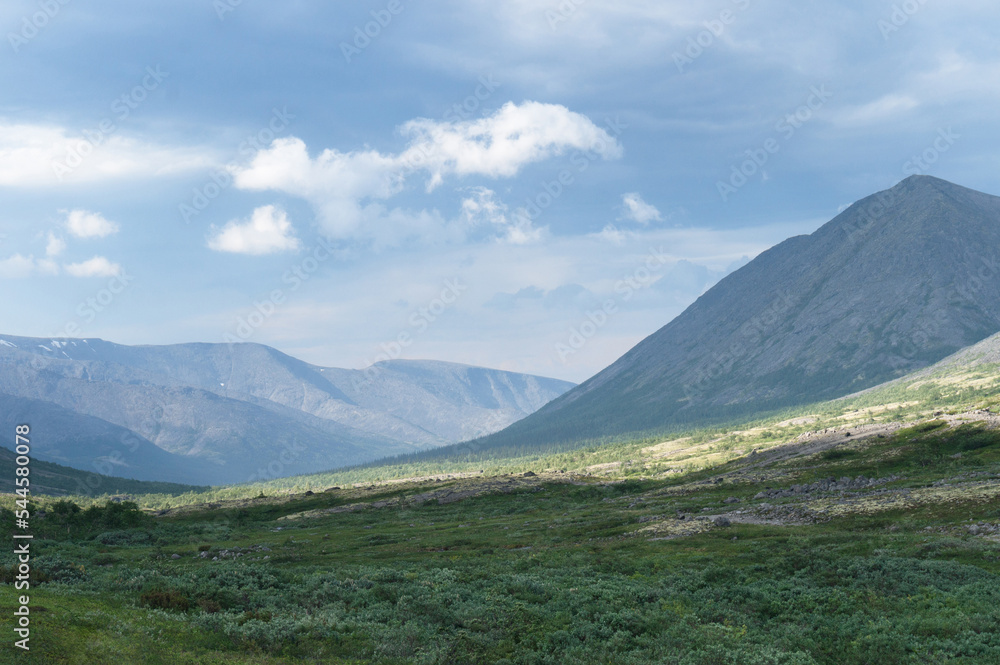 mountains in tundra in summer. Khibiny, Kola Peninsula, Murmansk region