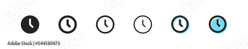 Alarm clocks set icon. Planning, watch, 24, around the clock, hand, schedule, morning, wake up, ring, reminder, event. Time management concept. Vector black line icon on white background