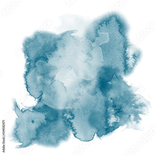 Muted Blue Teal Transparent Abstract Watercolor