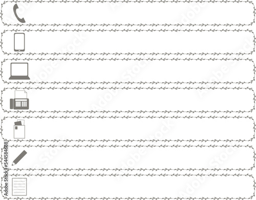 罫線枠　フレーム　見出し　タイトル　囲み罫　ショッピング　連絡　アイコン　セット